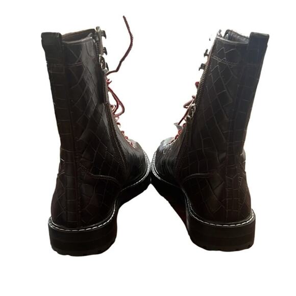 J.CREW NWOT MICAH CROC EMBOSSED‎ LACE UP LEATHER SIZE 7M - Picture 4 of 7